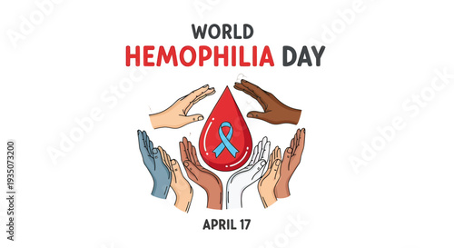 Hands Holding Red Blood Drop Symbol.