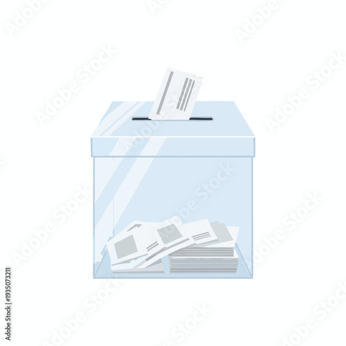 Transparent Ballot Box with Voting Papers Inside for Election or Polling Station