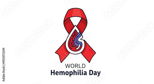 Red Awareness Ribbon for Hemophilia Day.