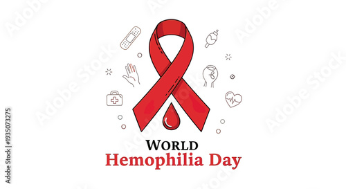 Red Awareness Ribbon for Hemophilia Day.