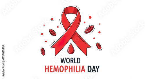 Red Ribbon Symbolizing Hemophilia Awareness.