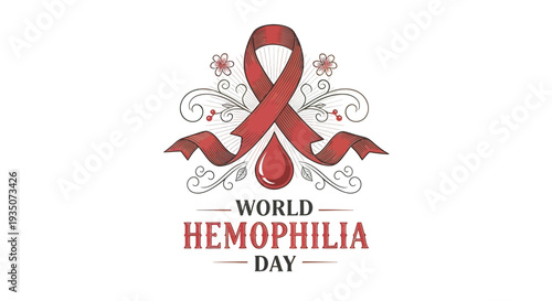 Red Ribbon Symbolizing Hemophilia Awareness Campaign.