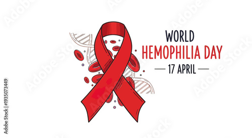 Red Ribbon Symbolizing Hemophilia Awareness Day.