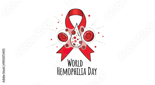 Red Ribbon Symbolizing Hemophilia Awareness Day.