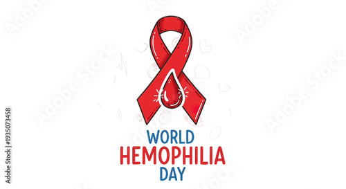 Red Ribbon Symbolizing Hemophilia Awareness Day.