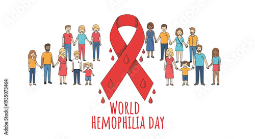 Red Ribbon Symbolizing World Hemophilia Day Awareness.