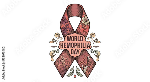 Red Ribbon Symbolizing Hemophilia Awareness.