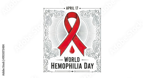 Red Ribbon Symbolizing World Hemophilia Day Awareness.