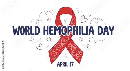 Red Ribbon Symbolizing World Hemophilia Day Awareness.