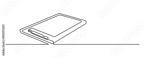 Abstract continuous one line ebook reader device vector illustration