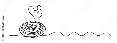 Minimalist continuous line drawing of a fresh organic radish with its root, ideal for healthy eating promotions, food packaging, culinary graphics, and nutrition awareness campaigns