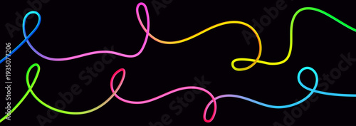 Abstract Rainbow Gradient Swirl Lines, Vector Seamless Flowing Ribbons with 3D Curve Strokes for Modern Background, Poster and Creative Graphic Design.