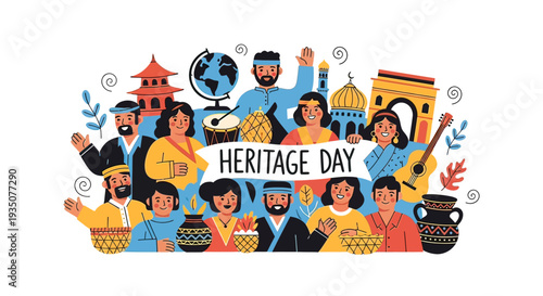 Diverse People Celebrating Heritage Day Together.