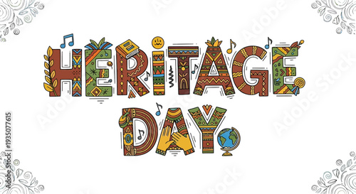 Heritage Day Text with Cultural Symbols.