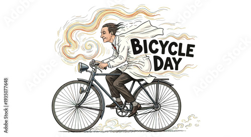 Man Riding Bicycle with Wind Effect.