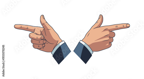 Two hands dramatically pointing in opposite directions a bold graphic element with a striking silhouette high quality professional detailed modern elegant
