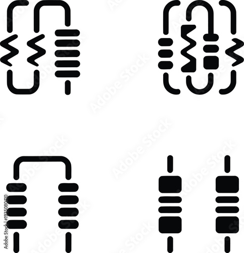 Collection of various resistor symbols used in electronic circuit diagrams