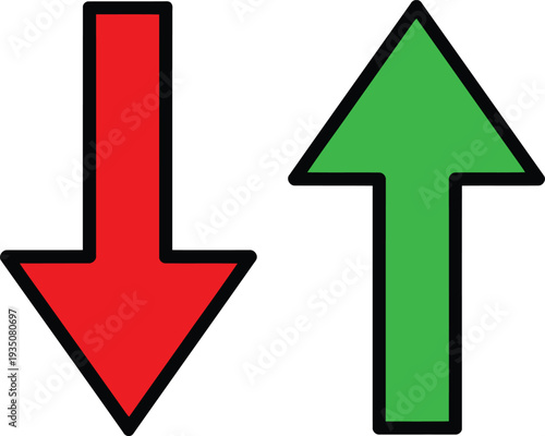 Contrasting directional arrows indicating opposite movement or choices