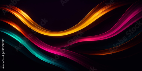 Glowing abstract red background vector illustration featuring a flowing wave pattern with light effects and fractal lines for a high-tech art wallpaper design