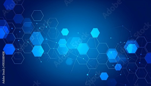 Wallpaper Mural Gradient blue background with hexagons and white space Torontodigital.ca