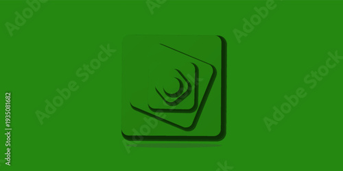 Green abstract background with layered squares on left, creating depth.