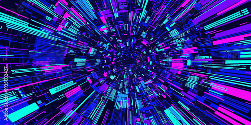 Cyber Punk Technology Pattern Light Tunnel
