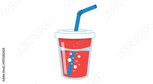 Red drink in a cup with a straw Vector Illustration, refreshing beverage, summer drink, juice
