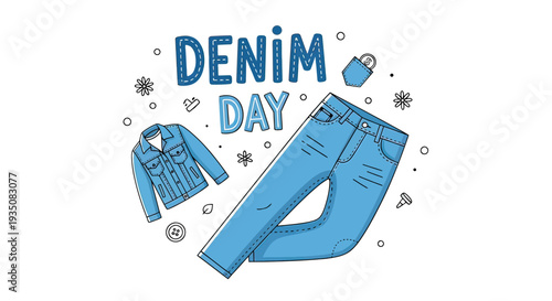Blue Denim Jeans and Jacket Illustration.