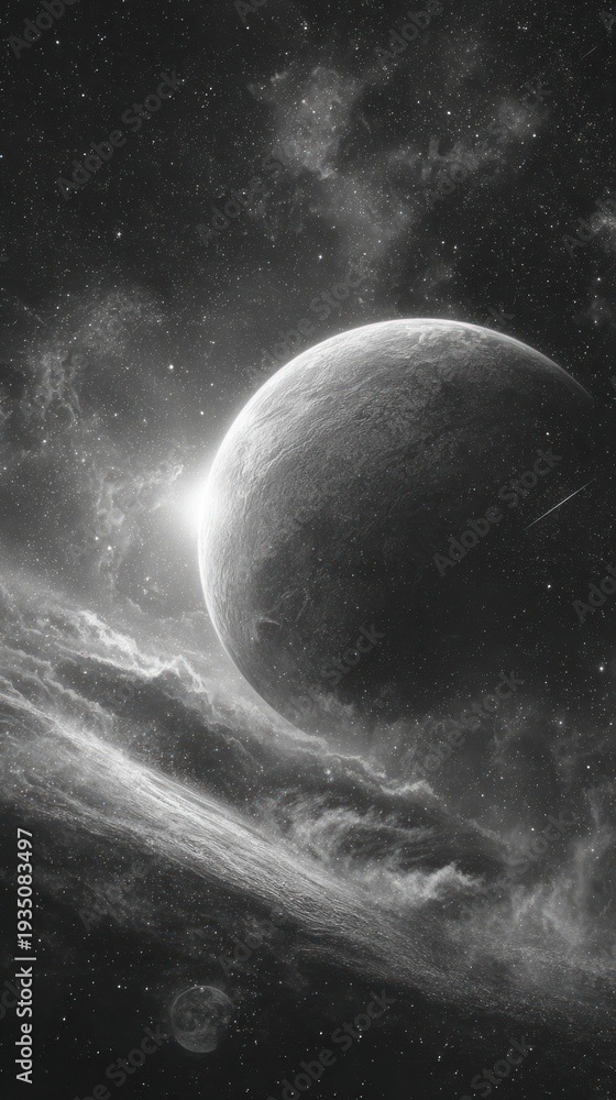 Fototapeta premium Massive glowing planet space celestial universe.