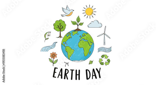 Earth Day Illustration with Eco Friendly Elements.