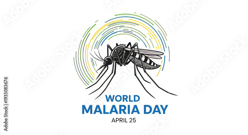 Mosquito Illustration for World Malaria Day Awareness.