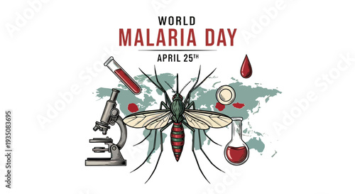 Mosquito Illustration for World Malaria Day Awareness.