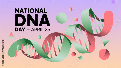 National dna day april 25 illustration with double helix structure and colorful background