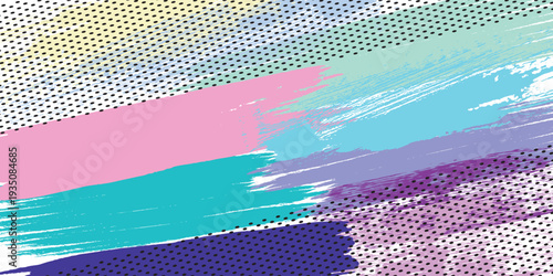 Grunge-style sports background with a halftone brush texture effect. Bright pastel colors for dynamic banner or poster designs with an energetic and active atmosphere.