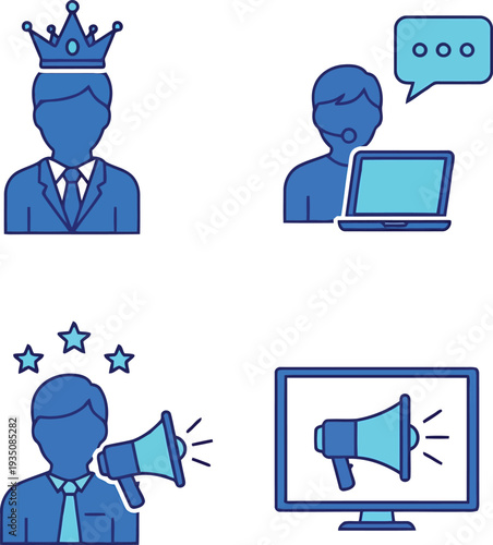 Public Relations Brand Awareness and Customer Support Business Icons