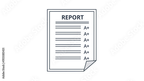 Academic report card showing multiple A plus grades for different subjects symbolizing excellent student performance and success.