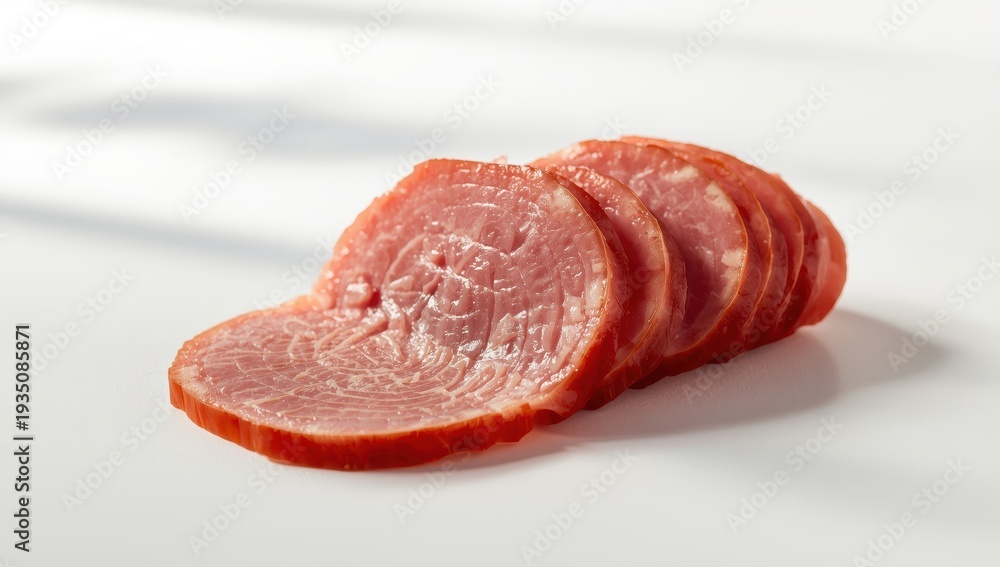 Fototapeta premium Pastrami made from duck against a white backdrop