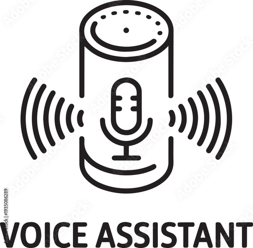Illustration of a smart voice assistant device responding to sound waves