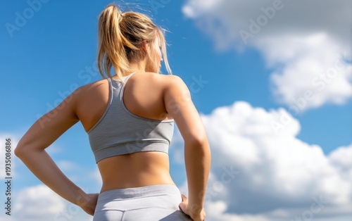 Modern Sportswear on Windy Day from Rear Angle