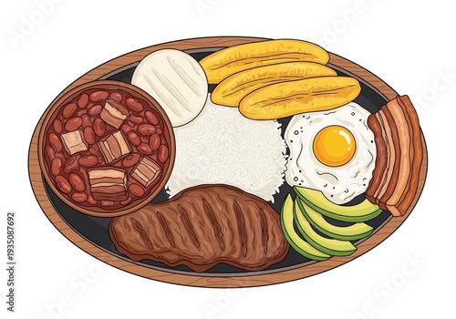 Delicious breakfast plate with steak and egg.