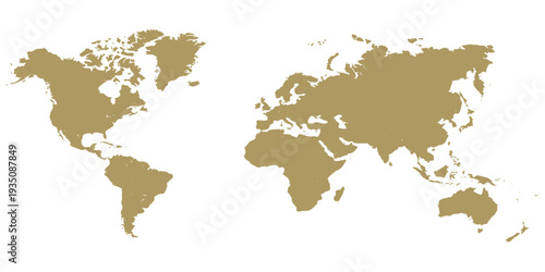 Detailed vector illustration of a global world map atlas featuring all continents from America to Asia and Europe on a white background for geography, travel, and business