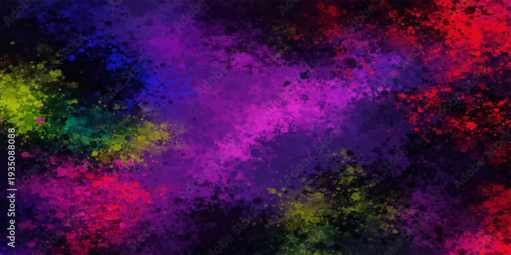 Fototapeta premium Abstract colorful grunge background featuring a bright watercolor paint texture with purple and orange smoke patterns and dark blue fractal light design