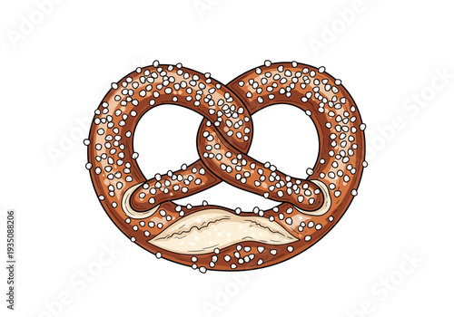 Pretzel with salt crystals on surface.