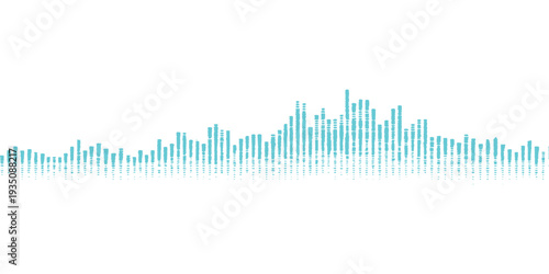 Abstract green digital background featuring a stylized music sound wave and finance market growth chart with an equalizer bar diagram for business technology success