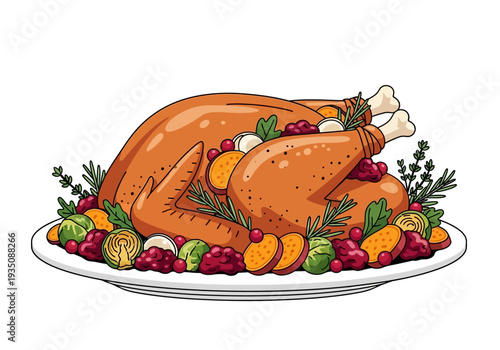 Roasted turkey on a plate.