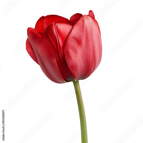 Red Flower Isolated on White Background with Detailed Petal Texture and Vibrant Color