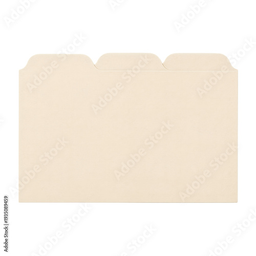 Foto A light beige manila folder with three tab dividers is shown against a white bac