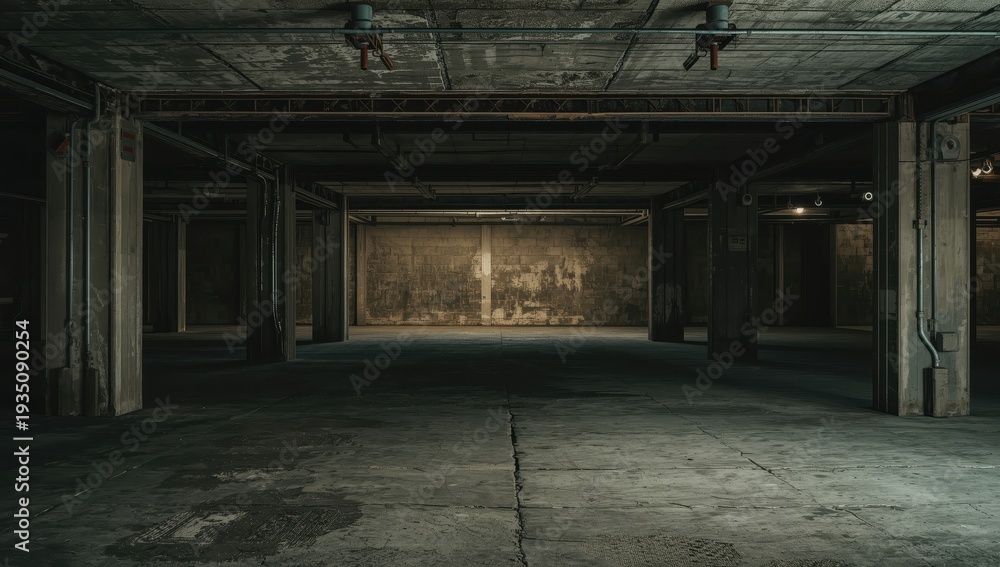 Fototapeta premium abandoned subterranean garage with room for your text