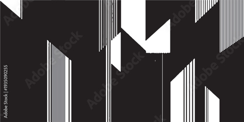 Modern abstract geometric background, vector minimalist poster with black and white geometric shapes, brutalist inspired graphics, bold aesthetics.