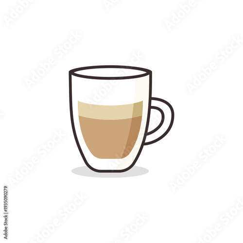 A delightful latte, crafted with precision, sits in a clear glass, inviting you to savor its rich flavors and delicate layers.